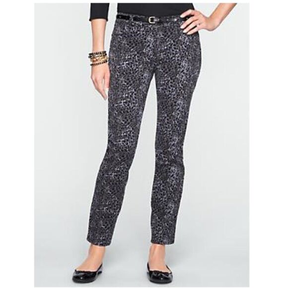 Talbots Jeans Size 4 Leopard Stretch Straight Leg Denim NWT - Picture 1 of 12